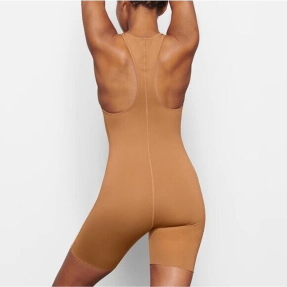 NWT Skims Cycle Suit 3X Almond Swimsuit Stretch Sporty Racerback - Picture 5 of 11